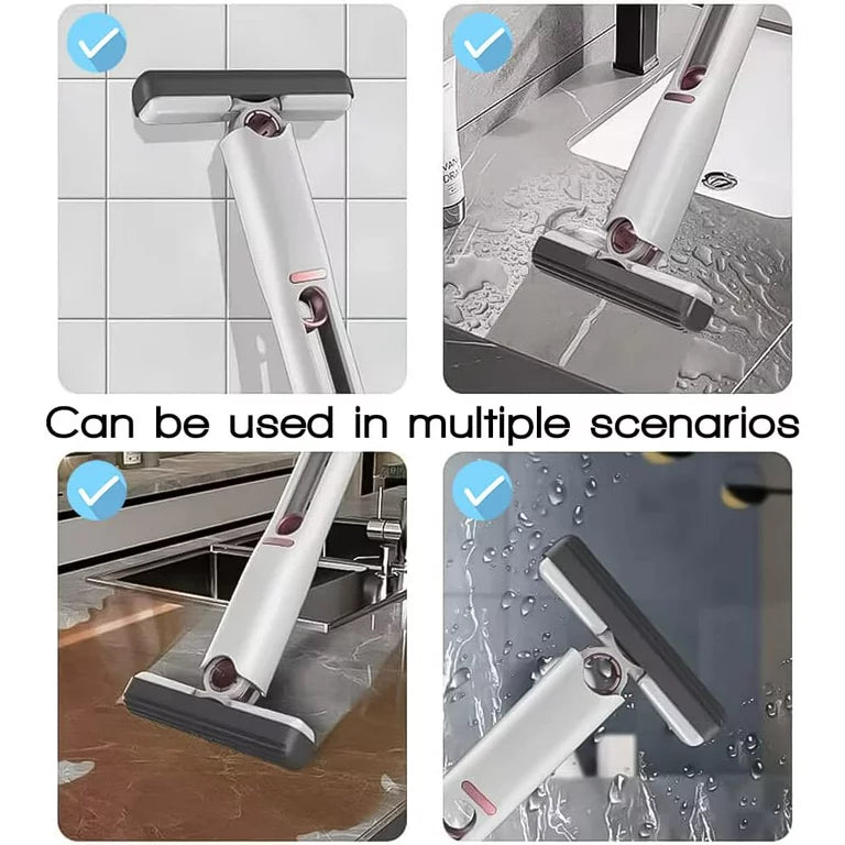 Mini Balai Portable Pliable - 3 Têtes éponge - Pour Bureau, Voiture Et Surfaces En Verre - 4