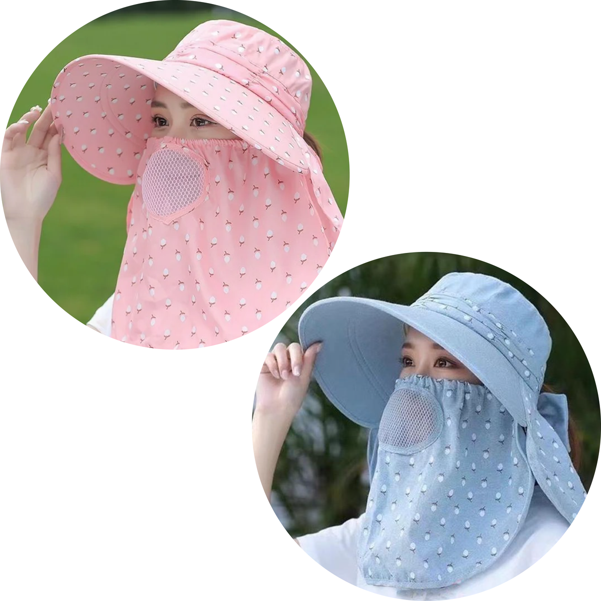 Grand Chapeau D'été Femme - Taille L/XL - Couleur Rose & Blanc - Coton - Occasion Comme Neuf